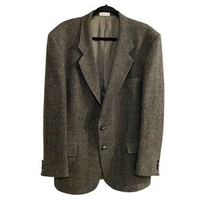 HARRIS TWEED Vintage Hand Woven Wool Blazer Green 44T